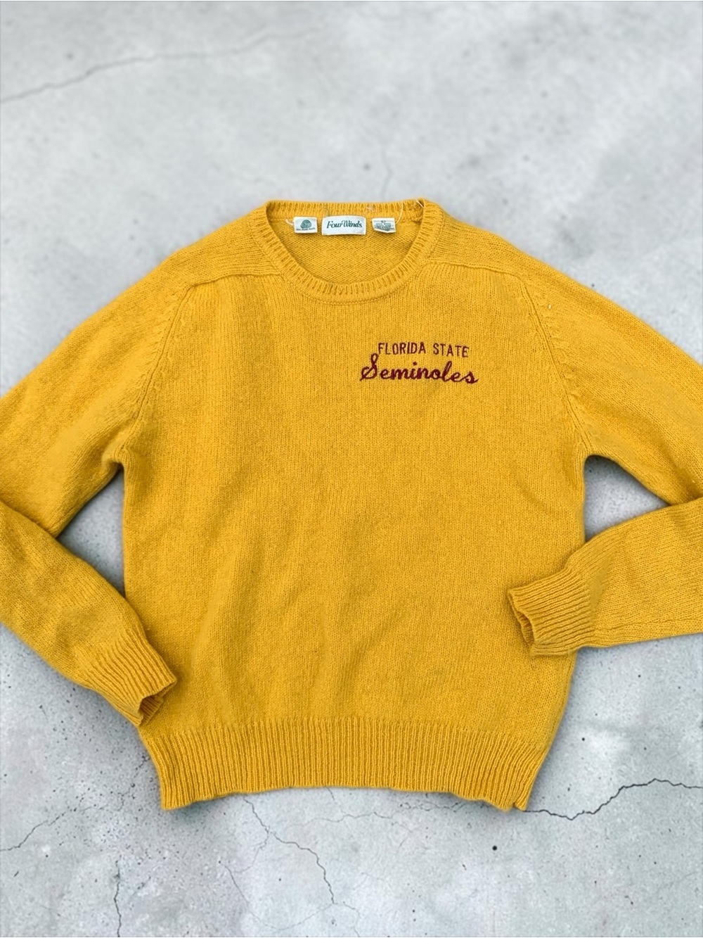 Vintage 90s Florida State Seminoles Wool Four Winds Sweatshirt Large